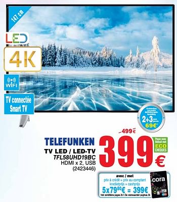 Promoties Telefunken tv led - led-tv tfl58uhd19bc - Telefunken - Geldig van 05/11/2019 tot 18/11/2019 bij Cora
