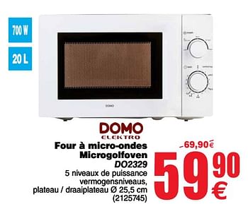 Promoties Domo elektro four à micro-ondes microgolfoven do2329 - Domo elektro - Geldig van 05/11/2019 tot 18/11/2019 bij Cora