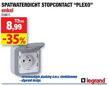 Promoties Spatwaterdicht stopcontact plexo enkel - Legrand - Geldig van 06/11/2019 tot 17/11/2019 bij Hubo