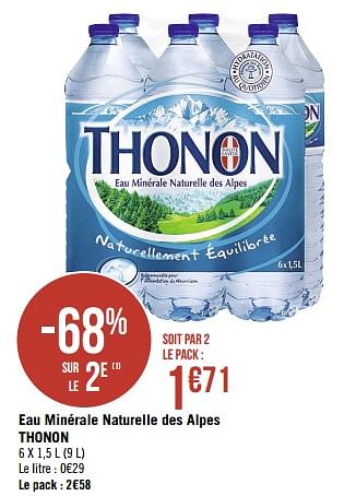 Promotions Eau minérale naturelle des alpes thonon - Thonon - Valide de 04/11/2019 à 18/11/2019 chez Géant Casino