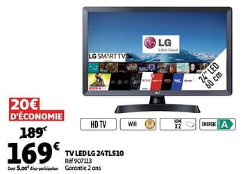Promotions Tv led lg 24tl510 - LG - Valide de 06/11/2019 à 12/11/2019 chez Auchan Ronq