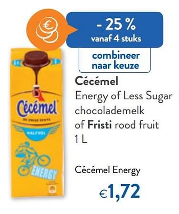 Promoties Cécémel energy of less sugar chocolademelk of fristi rood fruit - Cecemel - Geldig van 06/11/2019 tot 19/11/2019 bij OKay