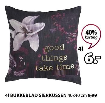 Promoties Bukkeblad sierkussen - Huismerk - Jysk - Geldig van 04/11/2019 tot 17/11/2019 bij Jysk
