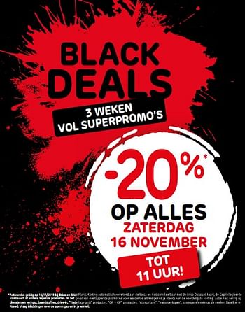 Promoties Black deals -20% op alles zaterdag 16 november - Huismerk - Brico - Geldig van 13/11/2019 tot 03/12/2019 bij Brico