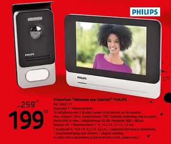 Promoties Videofoon welcome eye comfort philips - Philips - Geldig van 13/11/2019 tot 03/12/2019 bij Brico