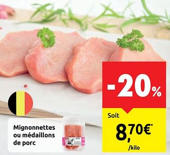 Promoties Mignonnettes ou médaillons de porc - Huismerk - Carrefour  - Geldig van 06/11/2019 tot 17/11/2019 bij Carrefour