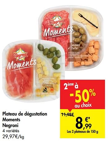 Promotions Plateau de dégustation moments negroni - Moments - Valide de 06/11/2019 à 18/11/2019 chez Carrefour