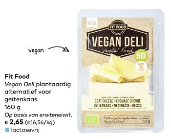 Promoties Fit food vegan deli plantaardig alternatief voor geitenkaas - Fitfood - Geldig van 06/11/2019 tot 03/12/2019 bij Bioplanet