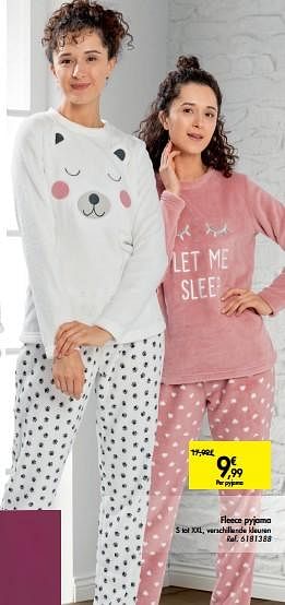 Promoties Fleece pyjama - Huismerk - Carrefour  - Geldig van 06/11/2019 tot 18/11/2019 bij Carrefour