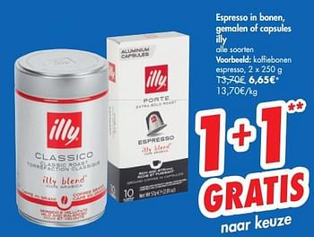 Promoties Espresso in bonen, gemalen of capsules illy koffiebonen espresso - Illy - Geldig van 06/11/2019 tot 12/11/2019 bij Carrefour