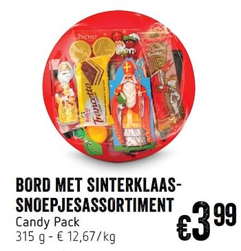 Promotions Bord met sinterklaassnoepjesassortiment candy pack - Candypack - Valide de 07/11/2019 à 13/11/2019 chez Delhaize