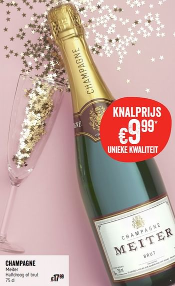 Promoties Champagne meiter halfdroog of brut - Champagne - Geldig van 07/11/2019 tot 13/11/2019 bij Delhaize