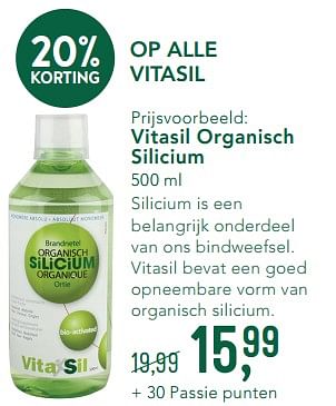 Promotions Op alle vitasil vitasil organisch silicium - Vita Sil - Valide de 04/11/2019 à 01/12/2019 chez Holland & Barret