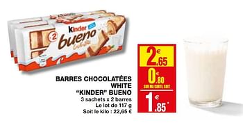 Promotions Barres chocolatées white kinder bueno - Kinder - Valide de 06/11/2019 à 17/11/2019 chez Coccinelle