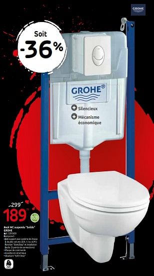 Promoties Pack wc suspendu solido grohe - Grohe - Geldig van 13/11/2019 tot 03/12/2019 bij Brico