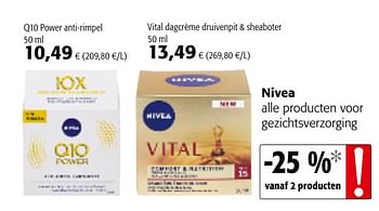 Promoties Nivea alle producten voor gezichtsverzorging - Nivea - Geldig van 06/11/2019 tot 19/11/2019 bij Colruyt