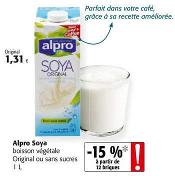 Promotions Alpro soya boisson végétale original ou sans sucres - Alpro - Valide de 06/11/2019 à 19/11/2019 chez Colruyt