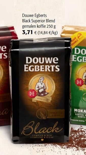 Promotions Douwe egberts black superior blend gemalen koffie - Douwe Egberts - Valide de 06/11/2019 à 19/11/2019 chez Colruyt