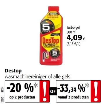 Promoties Destop wasmachinereiniger of alle gels - Destop - Geldig van 06/11/2019 tot 19/11/2019 bij Colruyt
