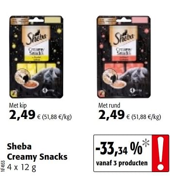 Promoties Sheba creamy snacks - Sheba - Geldig van 06/11/2019 tot 19/11/2019 bij Colruyt
