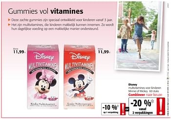 Promotions Disney multivitamines voor kinderen minnie of mickey - Disney - Valide de 06/11/2019 à 19/11/2019 chez Colruyt