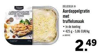 Promoties Aardappelgratin met truffelsmaak - Delicieux - Geldig van 18/11/2019 tot 23/11/2019 bij Lidl