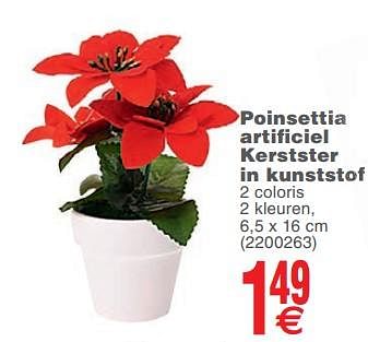 Promoties Poinsettia artificiel kerstster in kunststof - Huismerk - Cora - Geldig van 12/11/2019 tot 25/11/2019 bij Cora