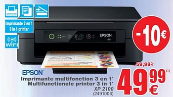 Promoties Epson imprimante multifonction 3 en 1 multifunctionele printer 3 in 1 xp 2100 - Epson - Geldig van 12/11/2019 tot 25/11/2019 bij Cora