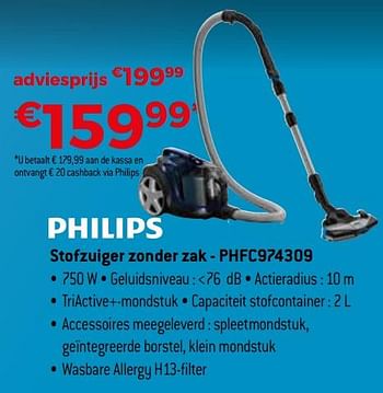 Promoties Philips stofzuiger zonder zak - phfc974309 - Philips - Geldig van 01/11/2019 tot 30/11/2019 bij Exellent