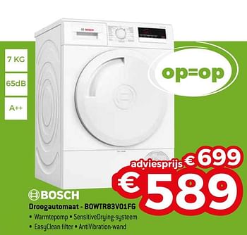 Promoties Bosch droogautomaat - bowtr83v01fg - Bosch - Geldig van 01/11/2019 tot 30/11/2019 bij Exellent
