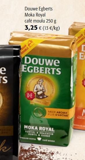 Promotions Douwe egberts moka royal café moulu - Douwe Egberts - Valide de 06/11/2019 à 19/11/2019 chez Colruyt