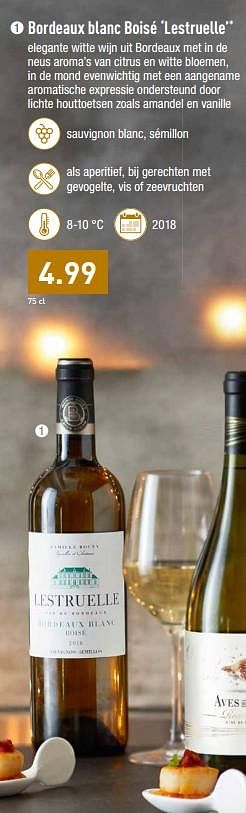 Promoties Bordeaux blanc boisé lestruelle - Witte wijnen - Geldig van 11/11/2019 tot 16/11/2019 bij Aldi