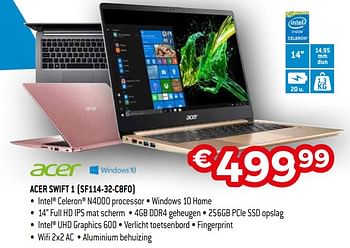 Promoties Acer swift 1 sf114-32-c8f0 - Acer - Geldig van 01/11/2019 tot 30/11/2019 bij Exellent