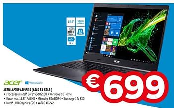 Promotions Acer laptop aspire 5 a515-54-59lb - Acer - Valide de 01/11/2019 à 30/11/2019 chez Exellent