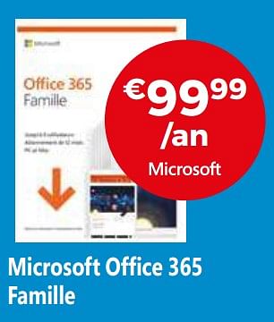 Promotions Microsoft office 365 famille - Microsoft - Valide de 01/11/2019 à 30/11/2019 chez Exellent