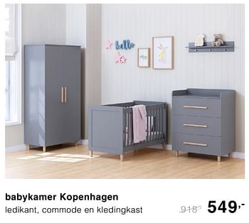Promoties Babykamer kopenhagen ledikant, commode en kledingkast - Huismerk - Baby & Tiener Megastore - Geldig van 10/11/2019 tot 16/11/2019 bij Baby & Tiener Megastore