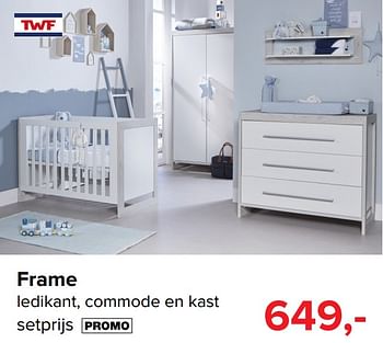 Promoties Frame ledikant, commode en kast setprijs - TWF - Geldig van 01/11/2019 tot 07/12/2019 bij Baby-Dump
