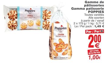 Promotions Gamme de pâtisseries gamma patisserie poppies - Poppies - Valide de 12/11/2019 à 18/11/2019 chez Cora