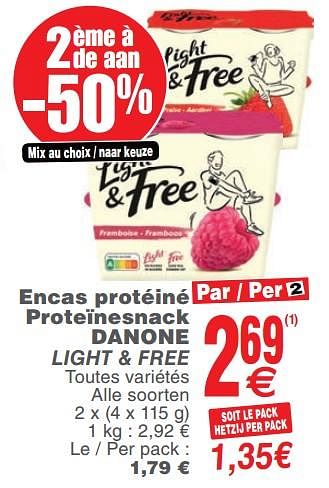 Promoties Encas protéiné proteïnesnack danone light + free - Danone - Geldig van 12/11/2019 tot 18/11/2019 bij Cora