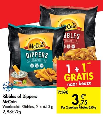 Promoties Ribbles of dippers mccain ribbles - Mc Cain - Geldig van 13/11/2019 tot 25/11/2019 bij Carrefour