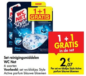 Promoties Set reinigingsmiddelen wc net set wc-blokjes style active parfum blauwe bloemen - WC Net - Geldig van 13/11/2019 tot 25/11/2019 bij Carrefour