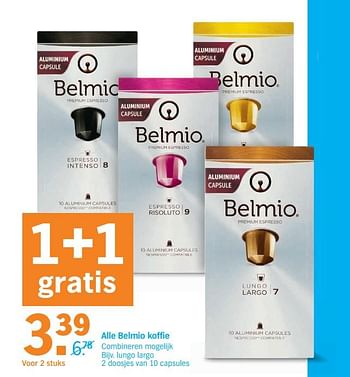 Promoties Alle belmio koffie lungo largo - Belmio - Geldig van 11/11/2019 tot 17/11/2019 bij Albert Heijn