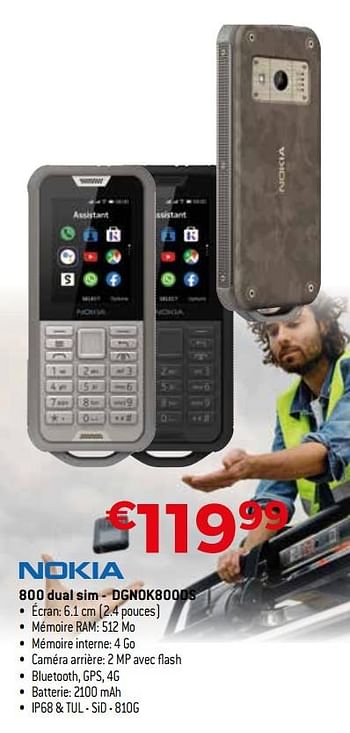 Promoties Nokia 800 dual sim - dgnok800ds - Nokia - Geldig van 01/11/2019 tot 30/11/2019 bij Exellent