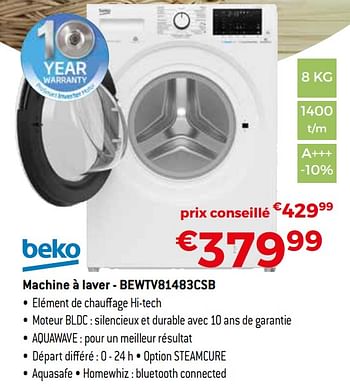 Promotions Beko machine à laver - bewtv81483csb - Beko - Valide de 01/11/2019 à 30/11/2019 chez Exellent