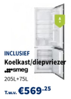 Promoties Smeg koelkast-diepvriezer - Smeg - Geldig van 07/11/2019 tot 20/11/2019 bij Cevo Market