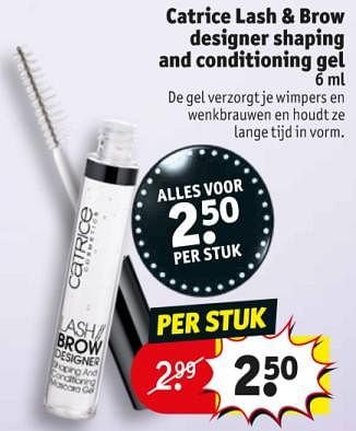 Promotions Catrice lash + brow designer shaping and conditioning gel - Catrice - Valide de 12/11/2019 à 24/11/2019 chez Kruidvat