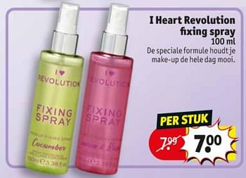Promoties I heart revolution fixing spray - Revolution - Geldig van 12/11/2019 tot 24/11/2019 bij Kruidvat