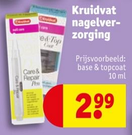Promotions Kruidvat nagelverzorging base + topcoat - Produit maison - Kruidvat - Valide de 12/11/2019 à 24/11/2019 chez Kruidvat