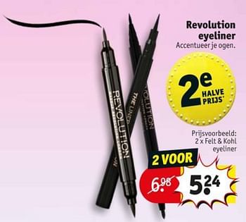 Promoties Revolution eyeliner felt + kohl eyeliner - Revolution - Geldig van 12/11/2019 tot 24/11/2019 bij Kruidvat