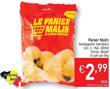 Promoties Panier malin aardappelen standaard - Le Panier Malin - Geldig van 12/11/2019 tot 17/11/2019 bij Intermarche